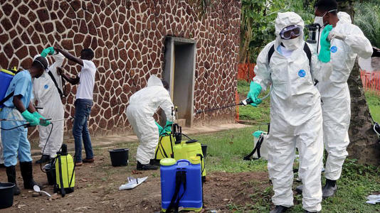Health workers during a previous Ebola outbreak in Congo in 2018.
