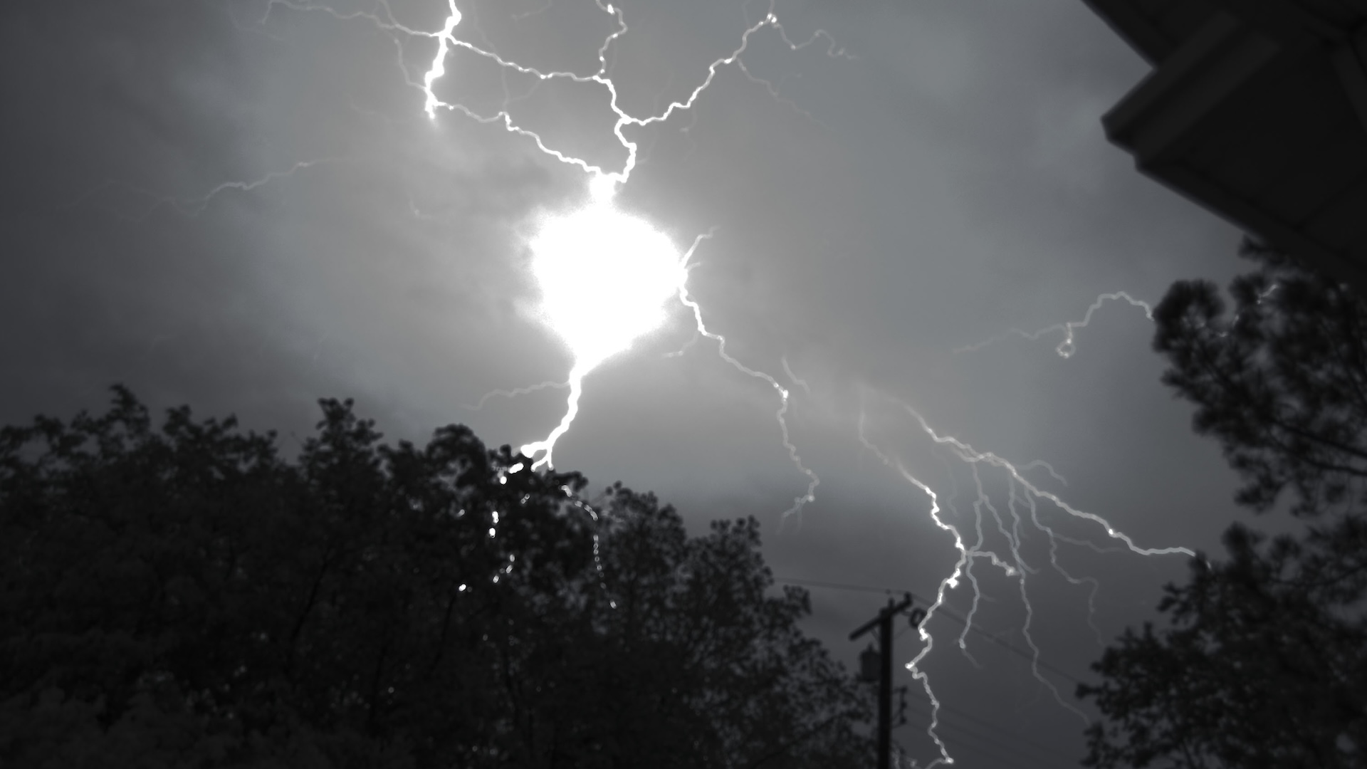 A photo of ball lightning in the night sky