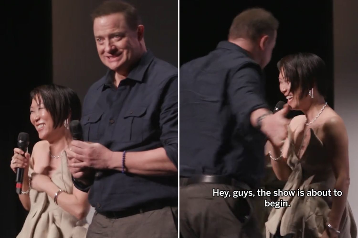 Brendan Fraser Shields Director Hikari from Audience When a Wardrobe