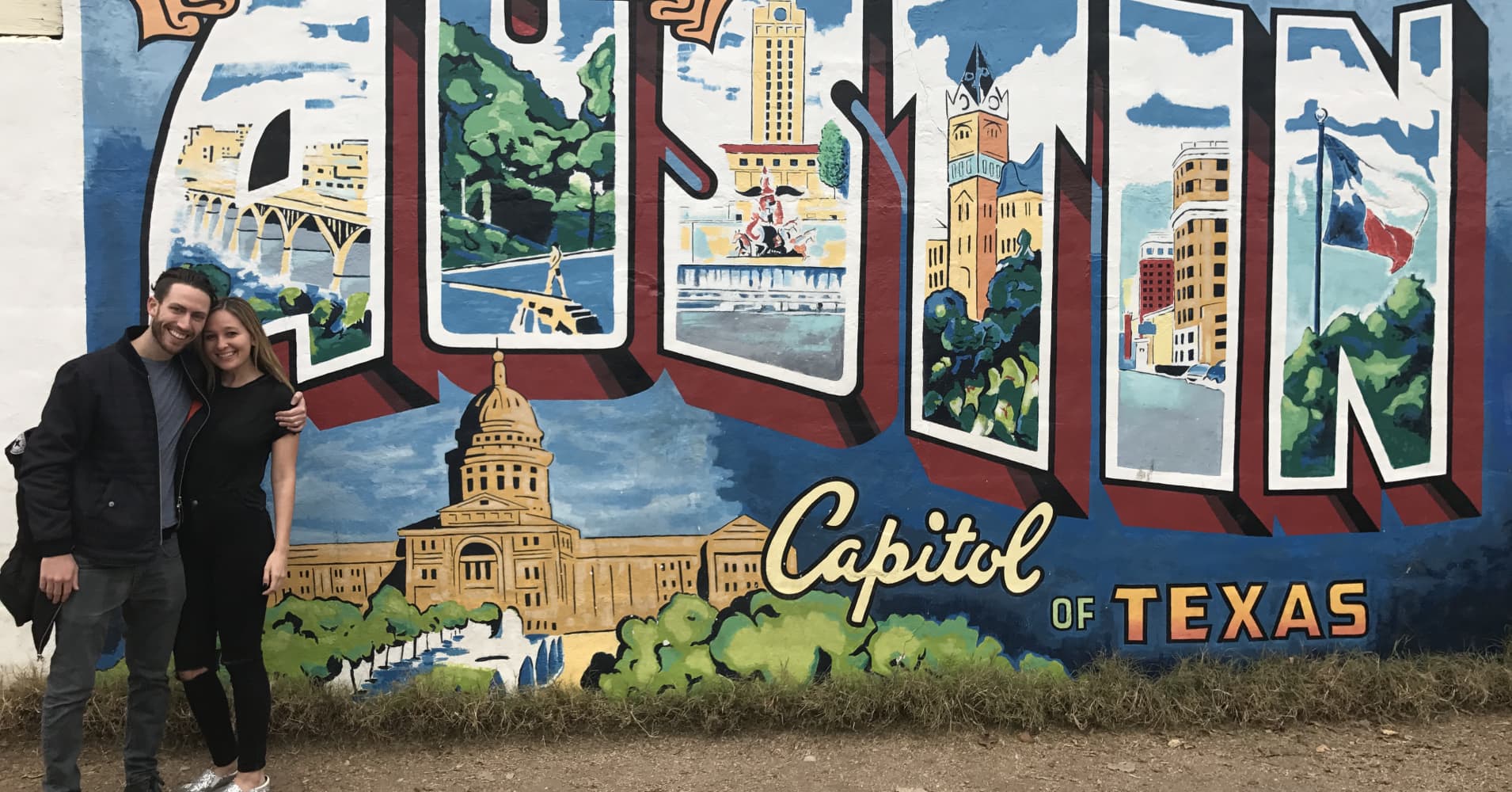 Jen Glantz and her husband in Austin.