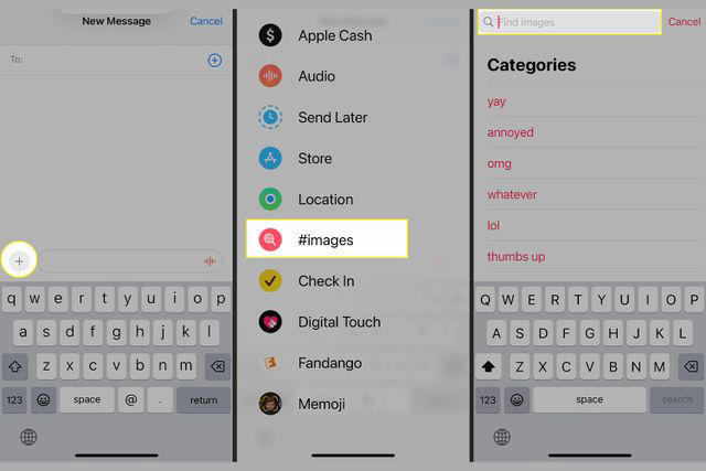 How to search for and send GIFs in an iPhone messages app using the Images feature