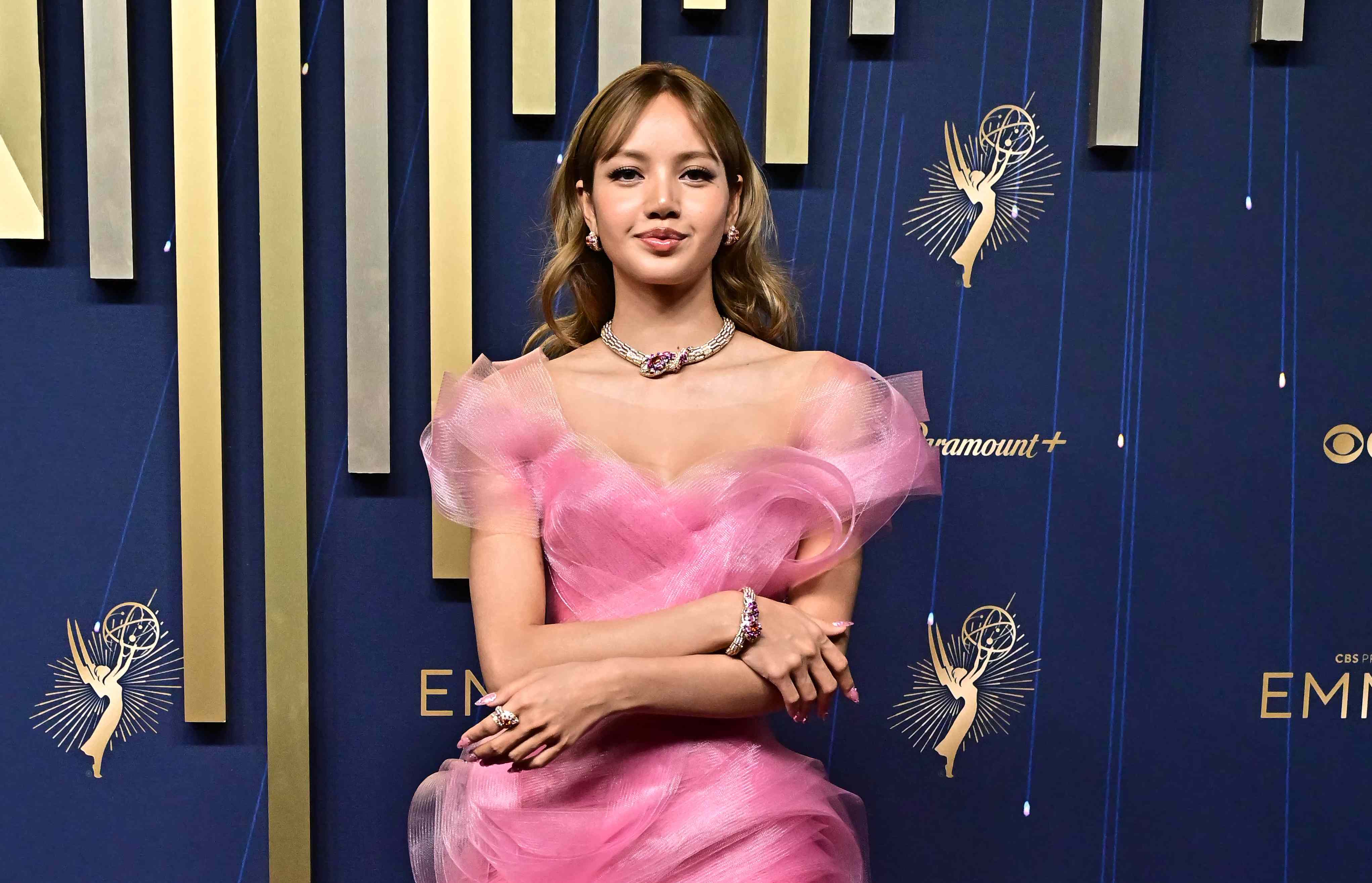 Lisa's Eye-Catching Glinda Pink Emmys Dress Features a Bold, Hip-High ...