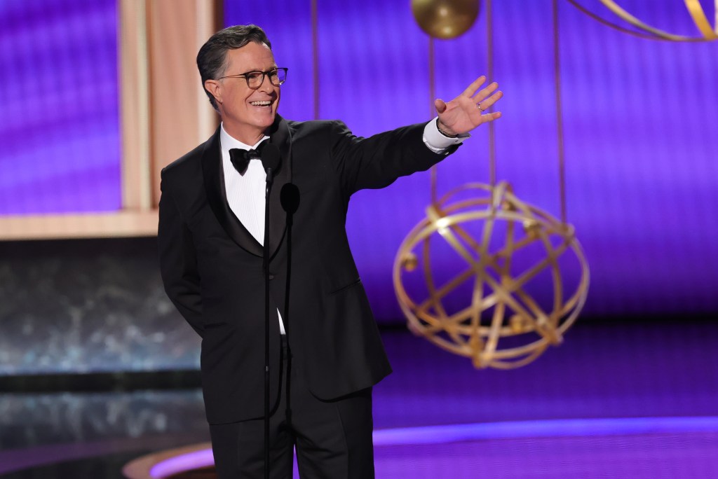 Colbert received a standing ovation when he walked out on stage. Getty Images