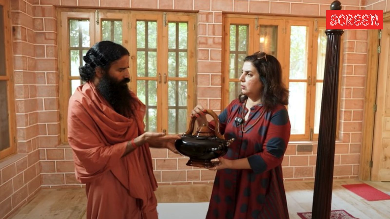 Farah Khan visits Ramdev at Patanjali campus in Haridwar.