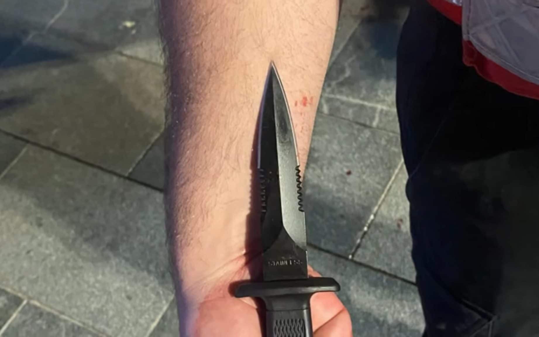 A knife recovered at the scene