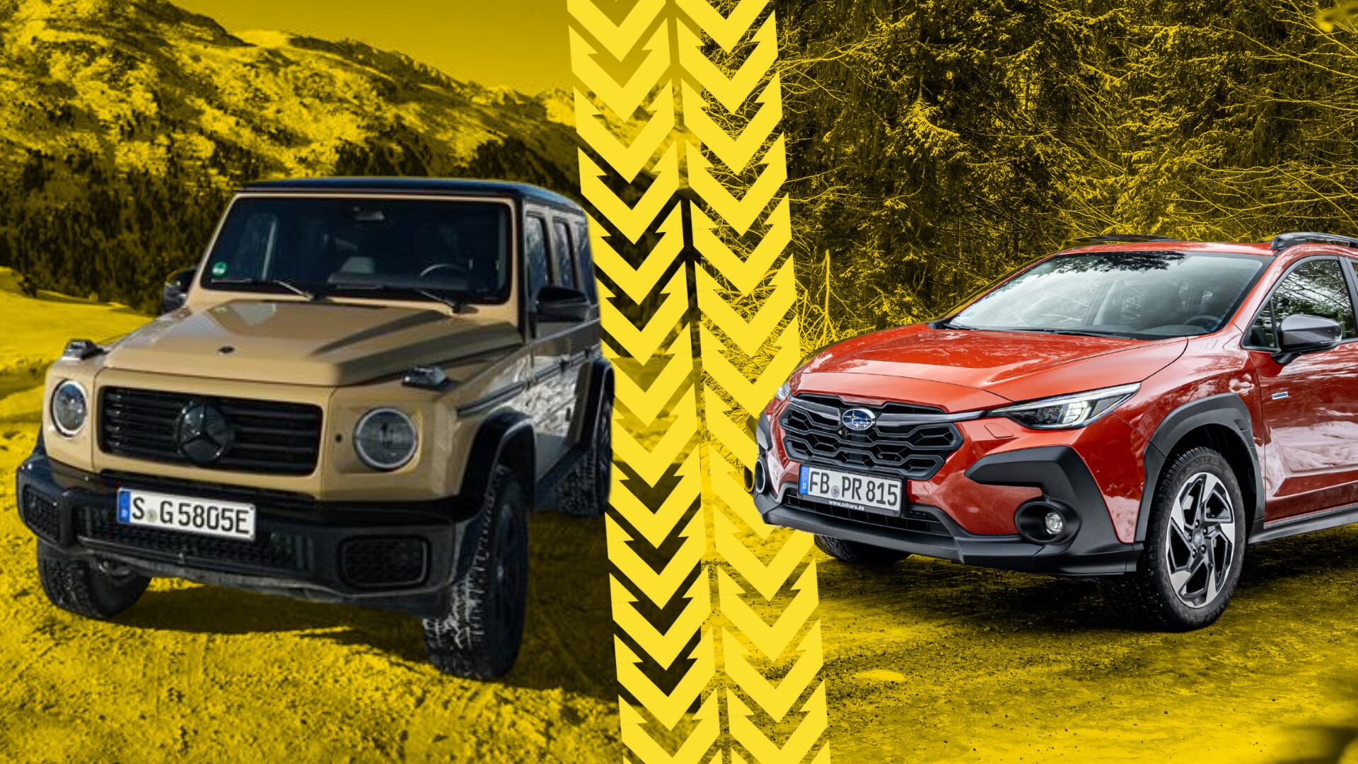 MercedesBenz G 580 com EQ vs Subaru Crosstrek Hybrid, tanque