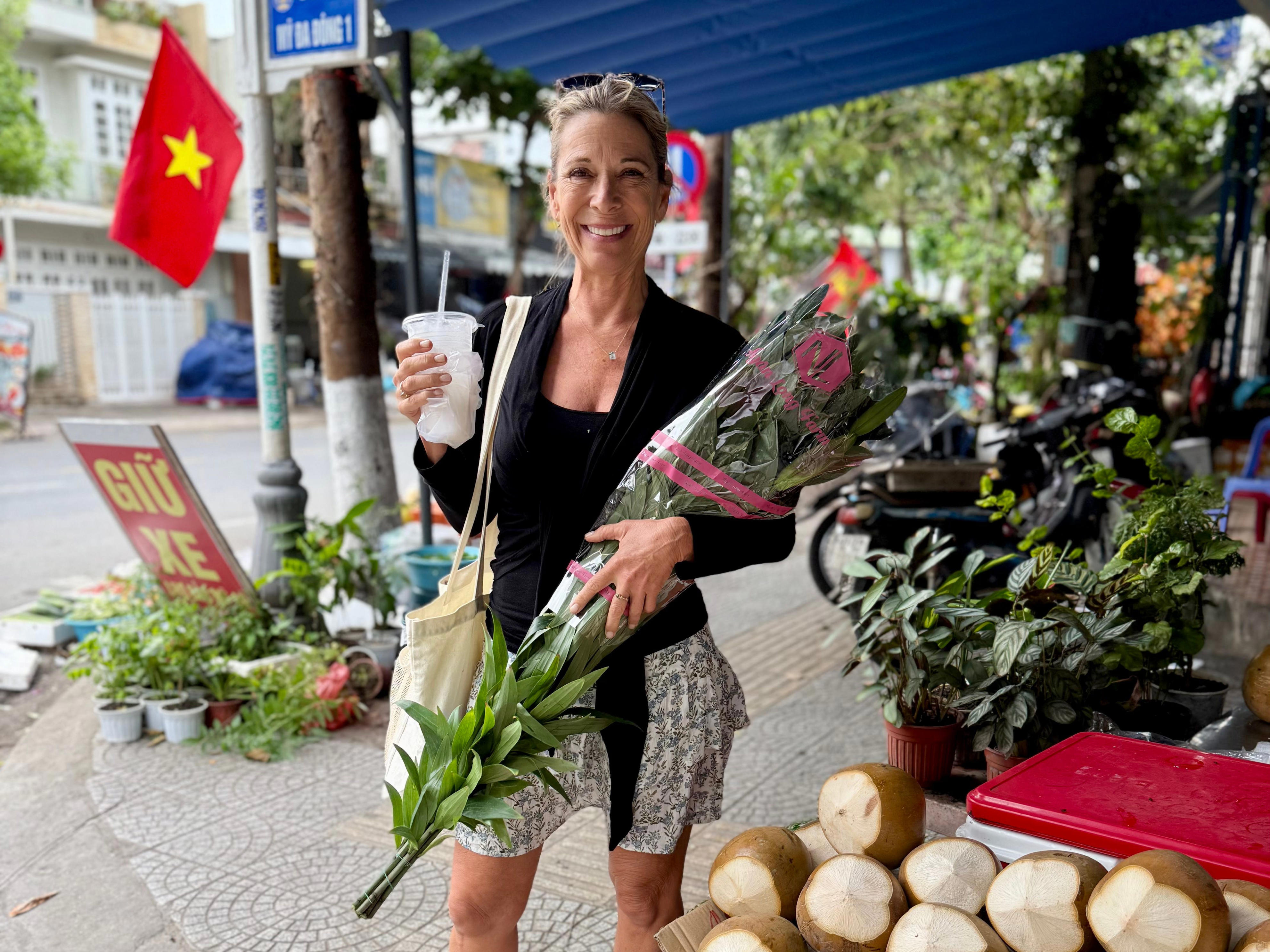 A woman at a market in Vietnam.
