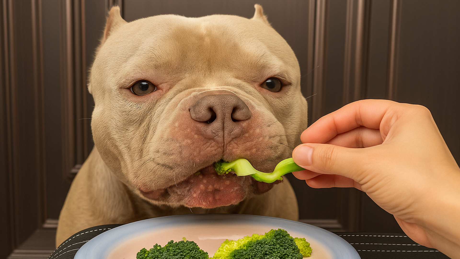 Dog Eating Broccoli