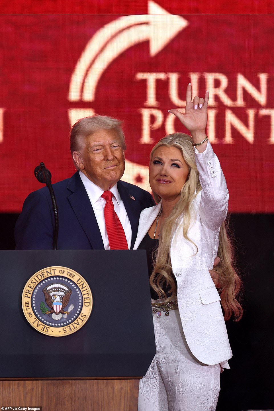 Claim about Erika Kirk's hand signal at her husband's memorial