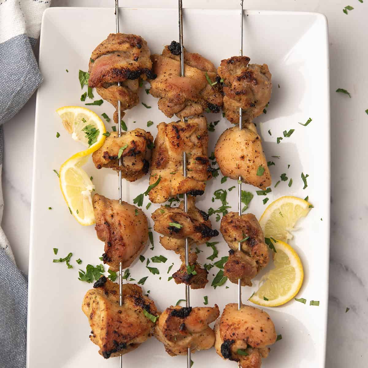 Lemon pepper chicken skewers