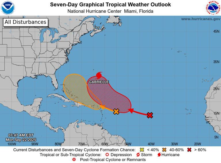 Hurricane Gabrielle tracker map shows its path