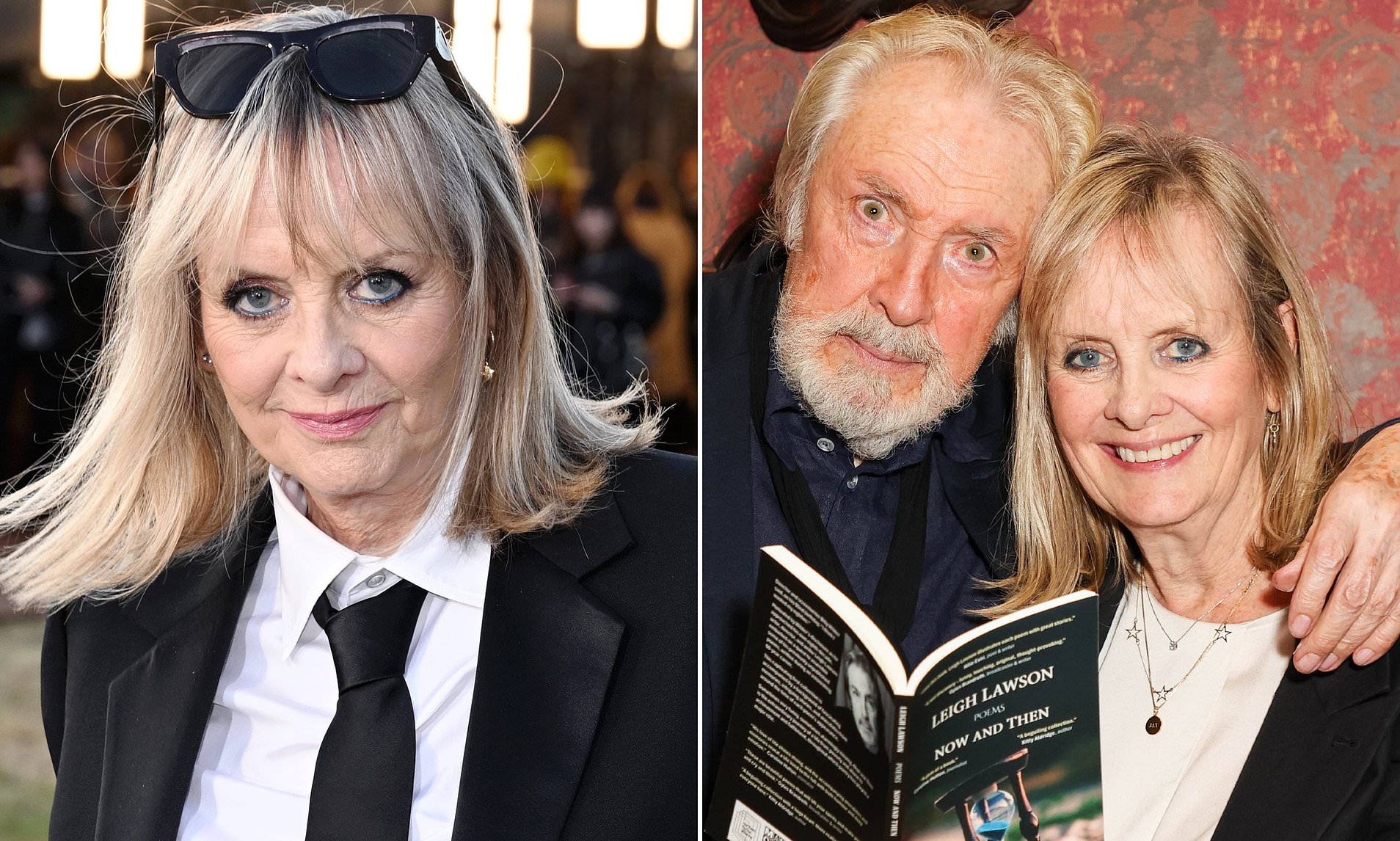 Twiggy, 75, looks sophisticated in a suit and tie at the Burberry Show