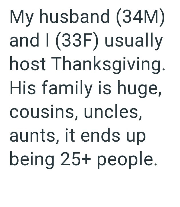 Wife refuses to host Thanksgiving dinner for husband's family after