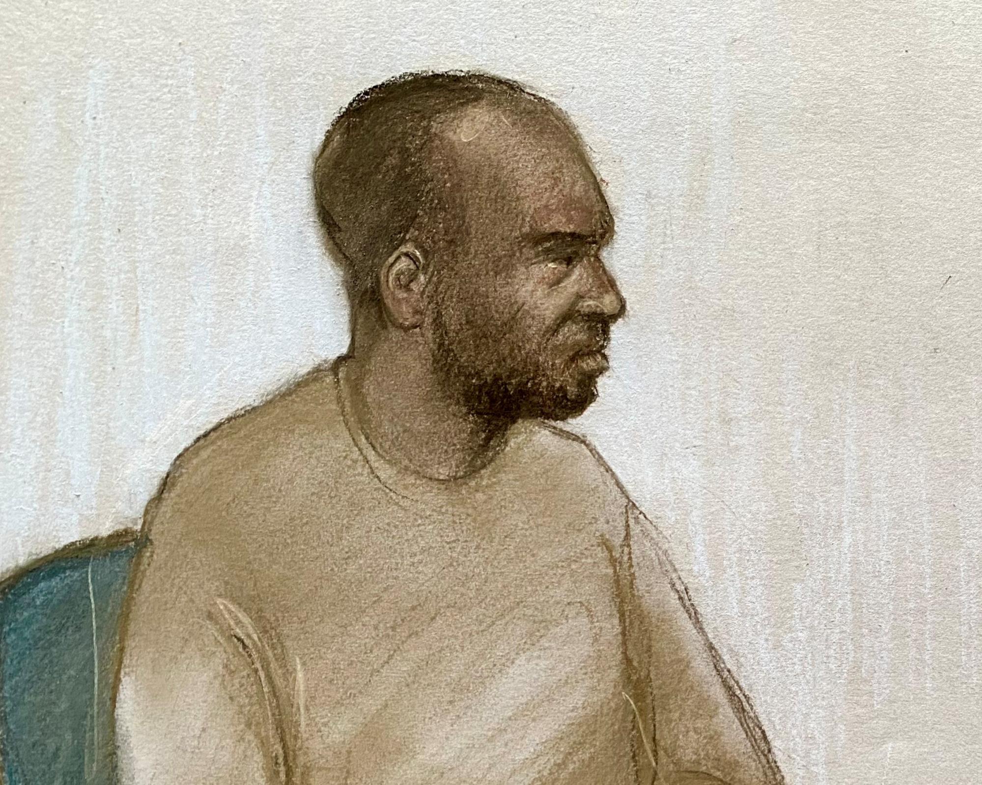 A court artist sketch of Hadush Gerberslasie Kebatu. The judge said he posed a ‘significant risk of reoffending’. Photograph: Elizabeth Cook/PA