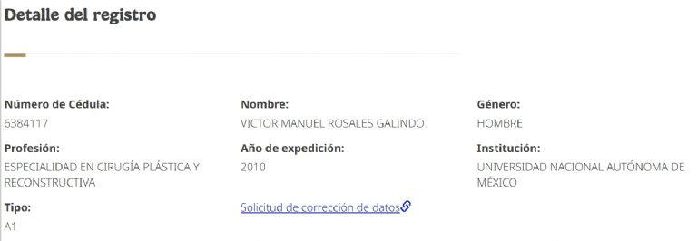 Cédula de Víctor Manuel Rosales Galindo como CP