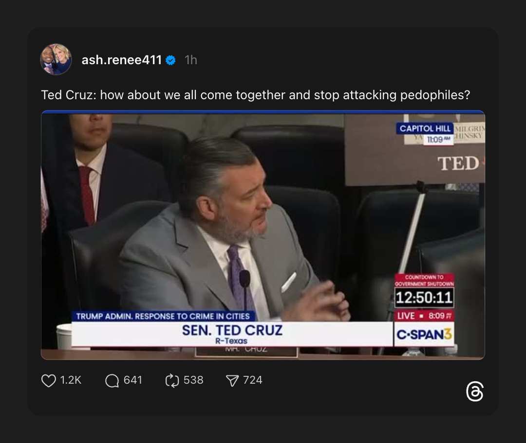 Texas' Ted Cruz slips pedophiles into list of people he wants to protect