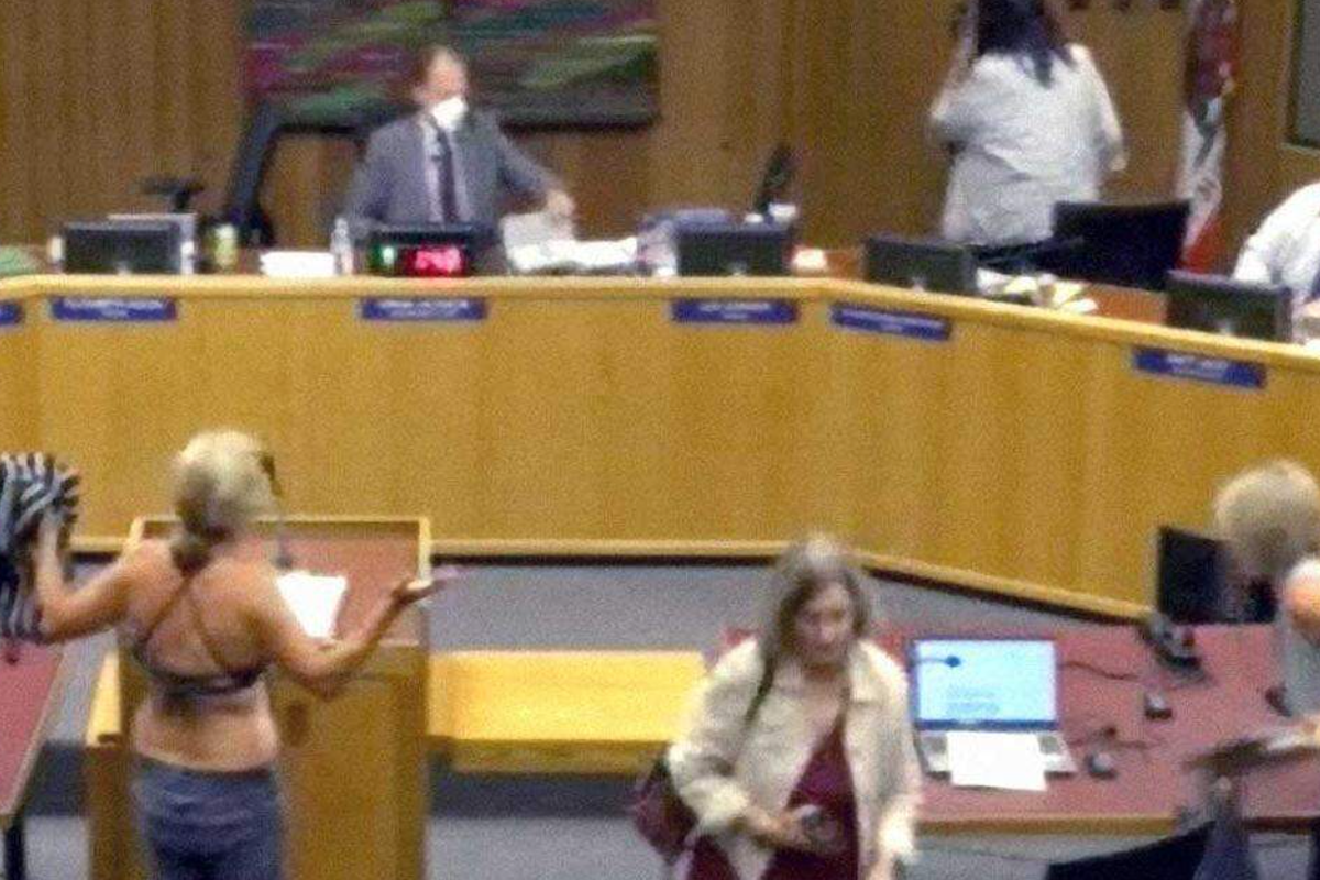 Picture Idea: Activist Strips Down To A Bikini During School Board Meeting