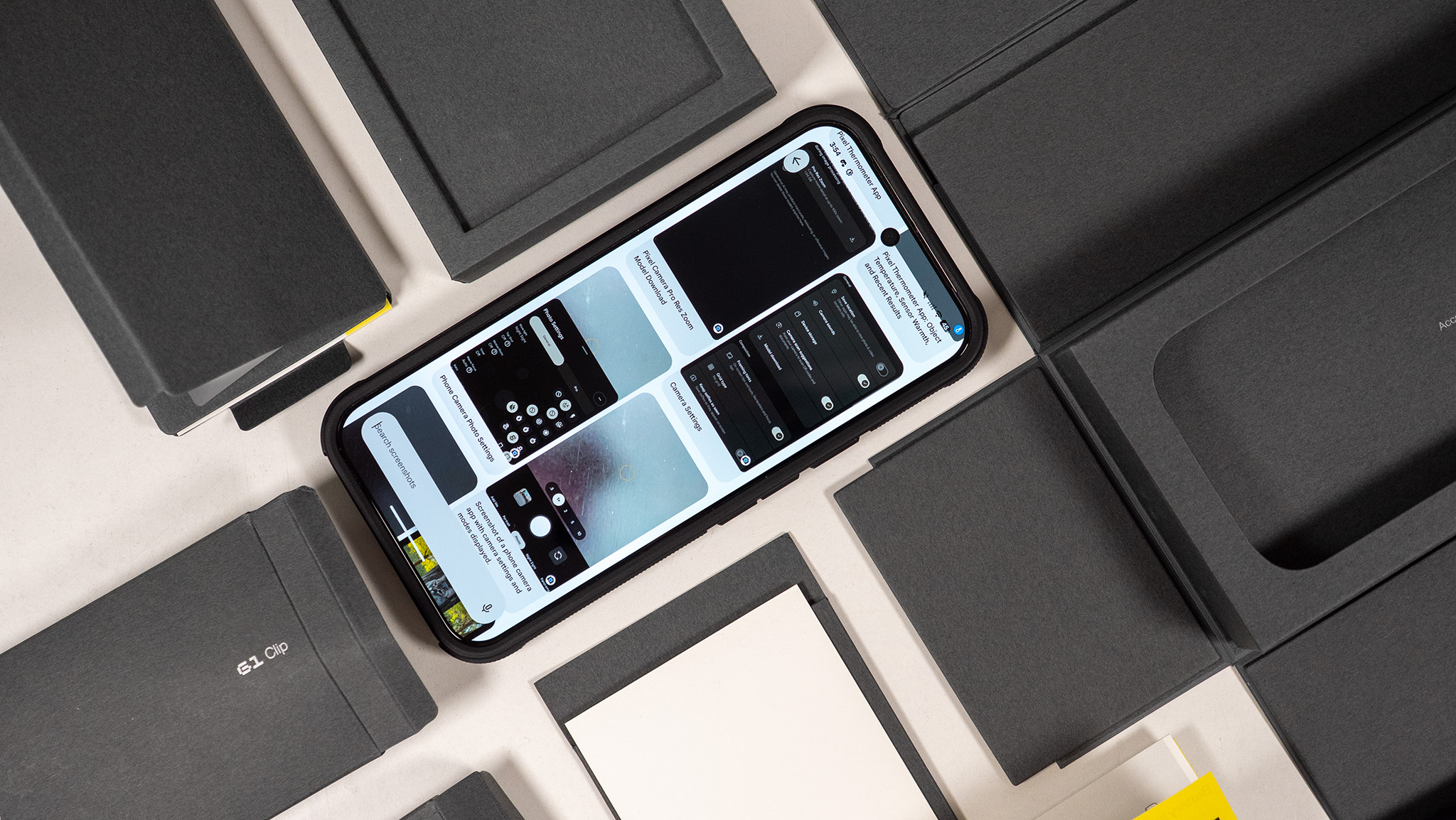 Organizing screenshots with the Pixel Screenshots app on a Google Pixel 10 Pro XL