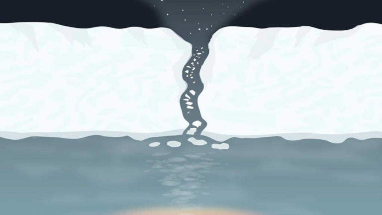 Depiction of a fissure through which water can eject from the surface. Image credits: NASA.