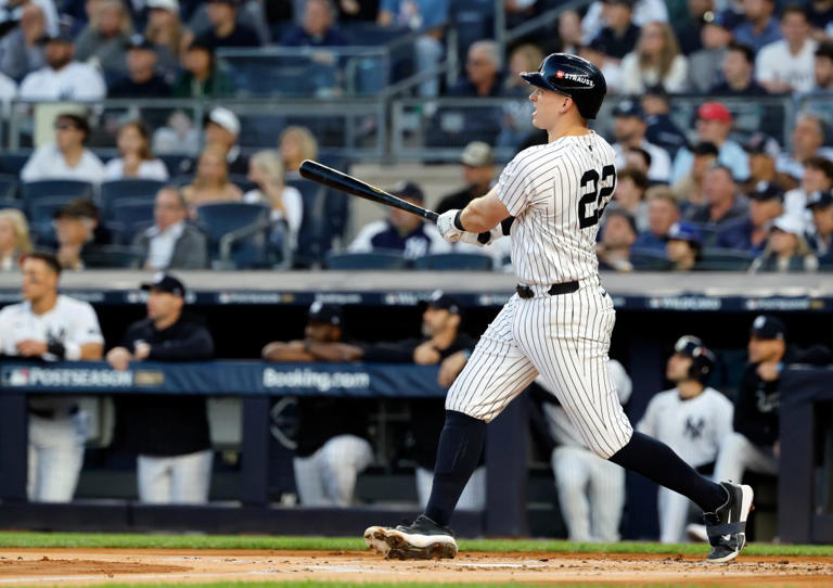 Ben Rice returns to Yankees lineup with two-run homer to start Game 2