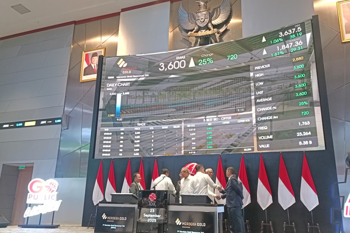 Saham Merdeka Gold (EMAS) Melonjak 16,50% ke 4.660 Setelah Nambang di Proyek Pani