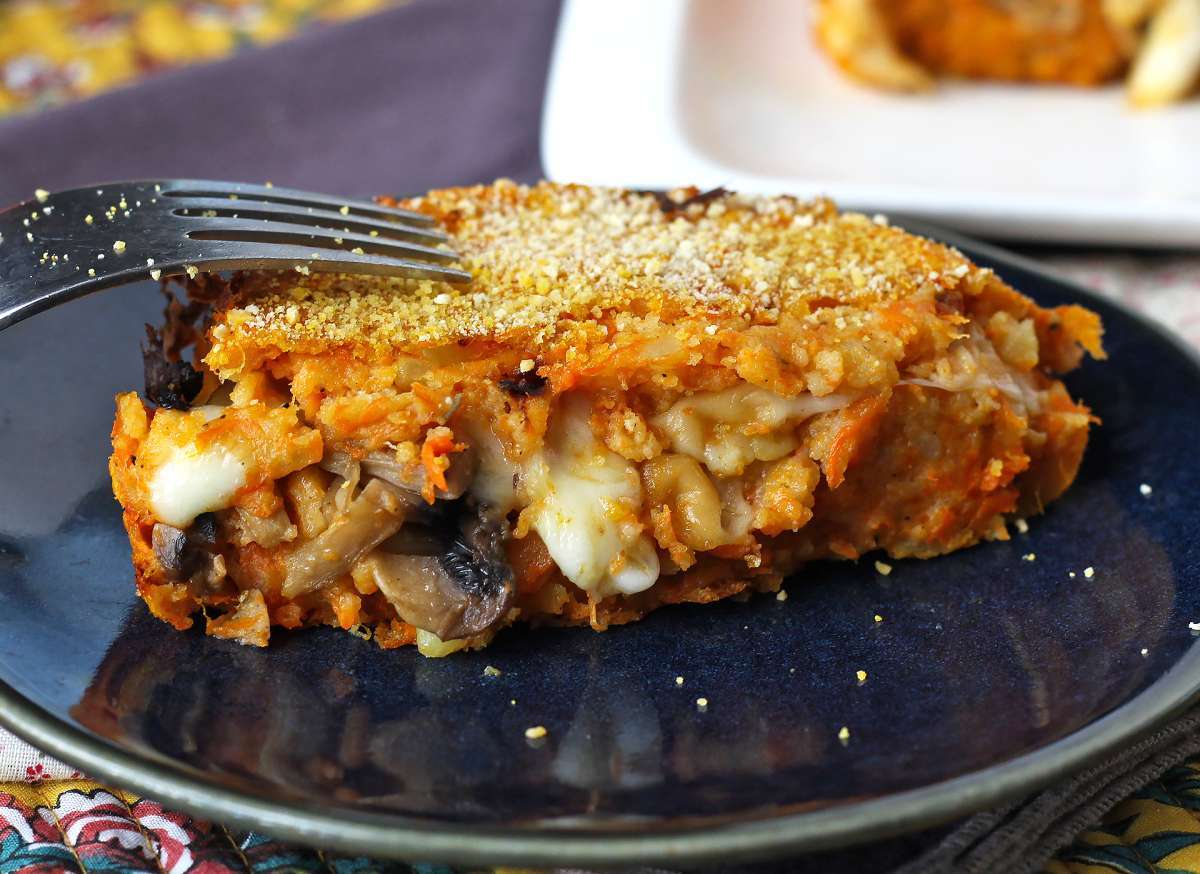 Kürbis-hackbraten mit champignons und scamorza-käse: leckeres und ...