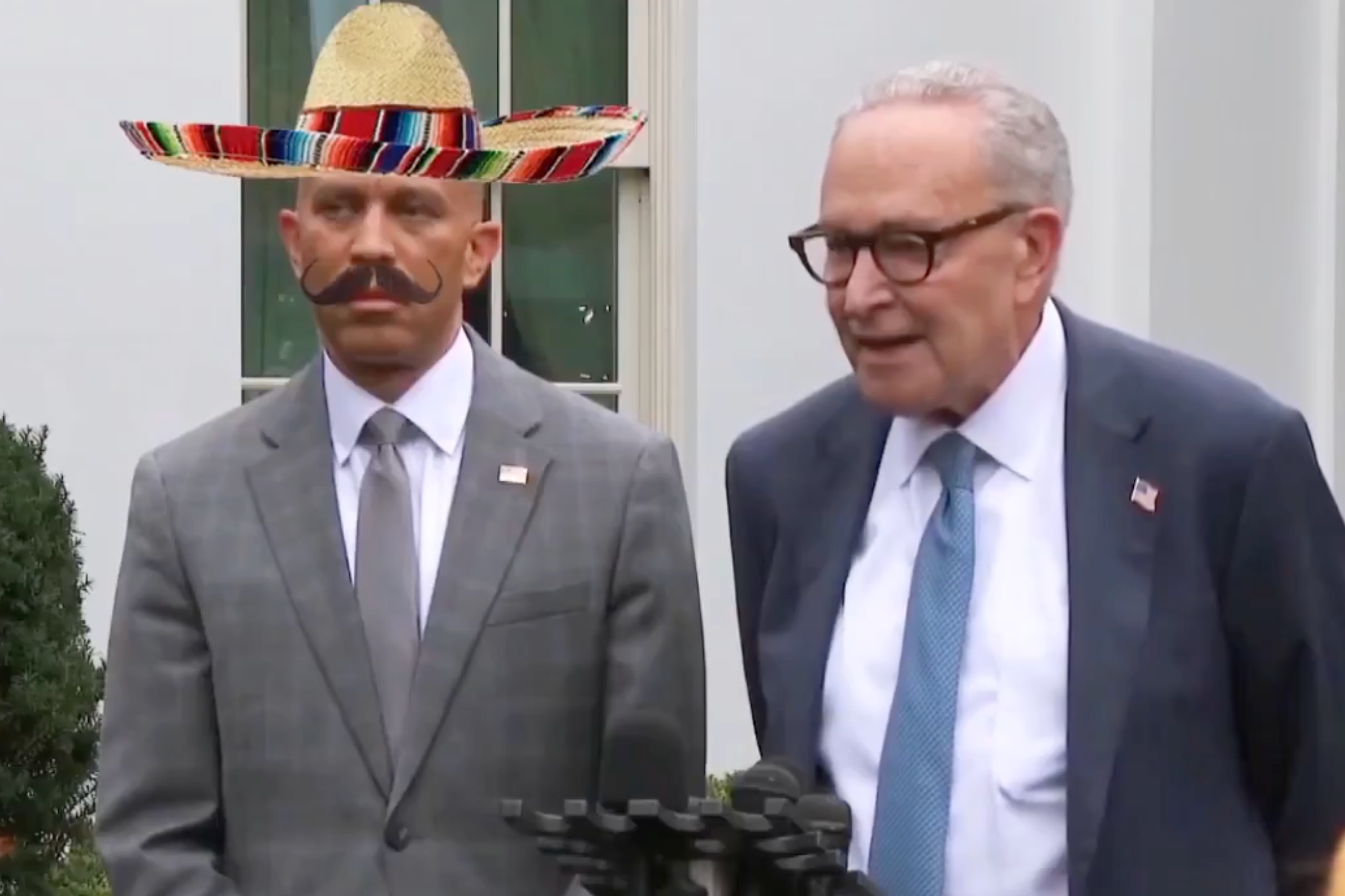 The original fake AI video posted by Trump mocking Democratic congressional leaders Hakeem Jeffries and Chuck Schumer (Donald Trump/Truth Social)