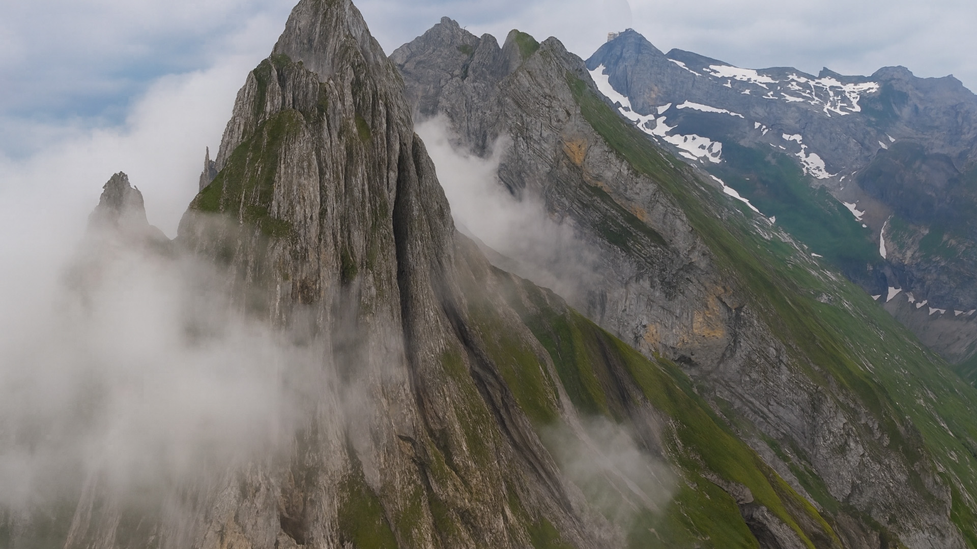 The Alps Mountain Peaks In The Clouds 4K