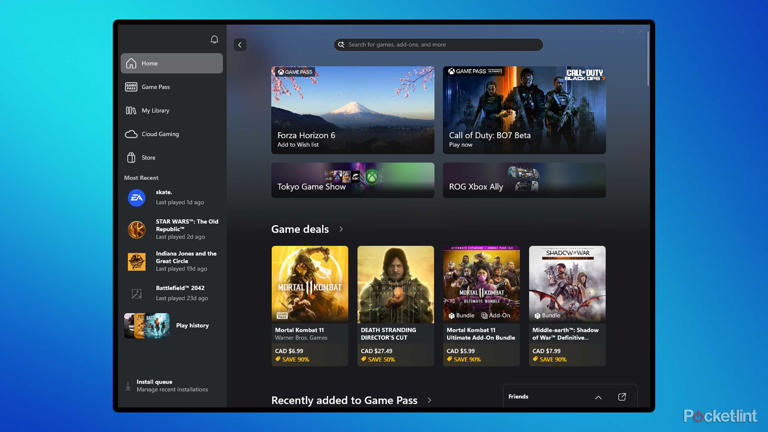 Xbox app on Windows 11.