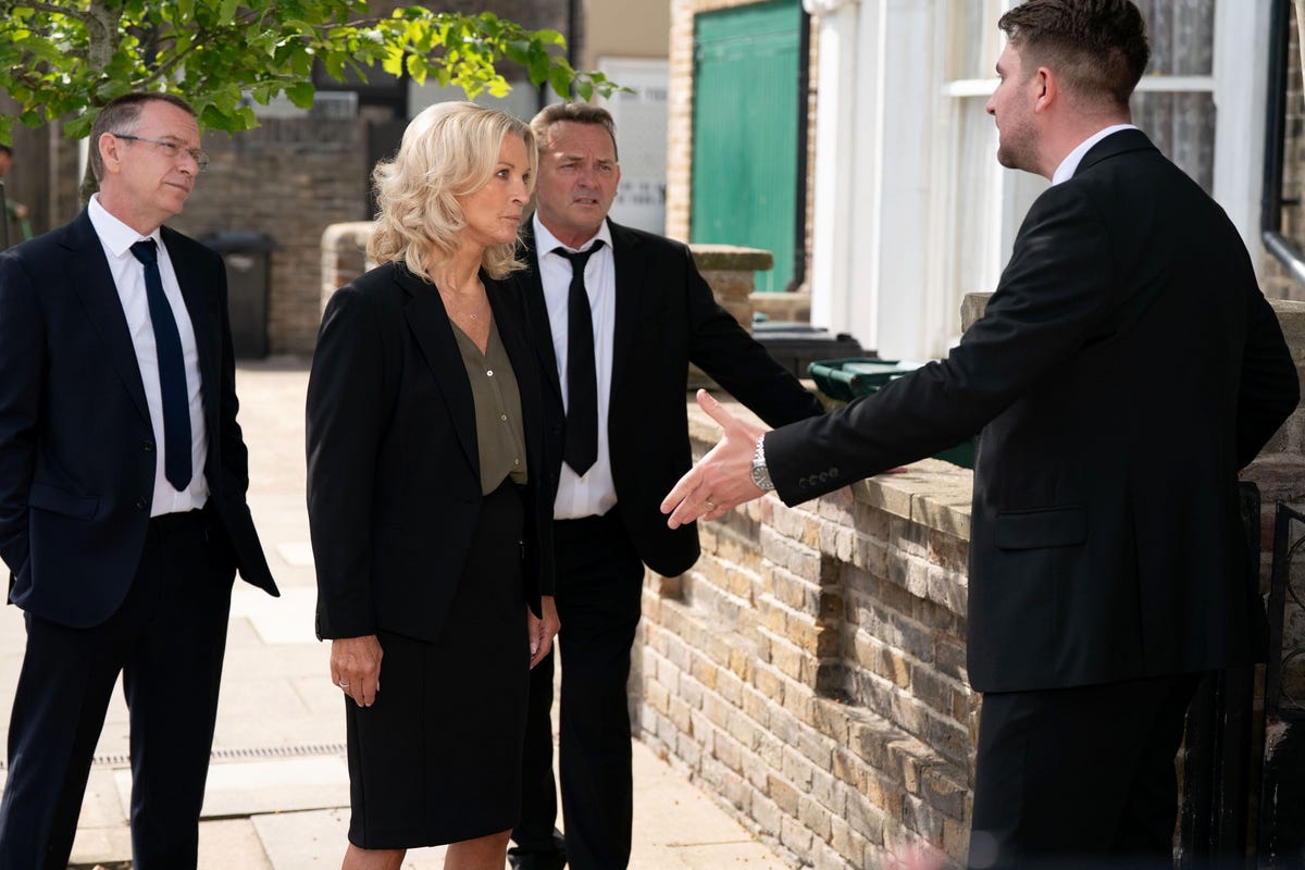 EMBARGOED UNTIL 30/09/2025 00:01 Ian Beale, Kathy Beale, Billy Mitchell, Callum Highway, EastEnders 