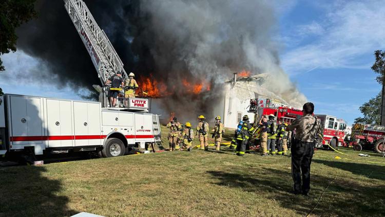 Crews battle two-alarm barn fire in Lancaster County
