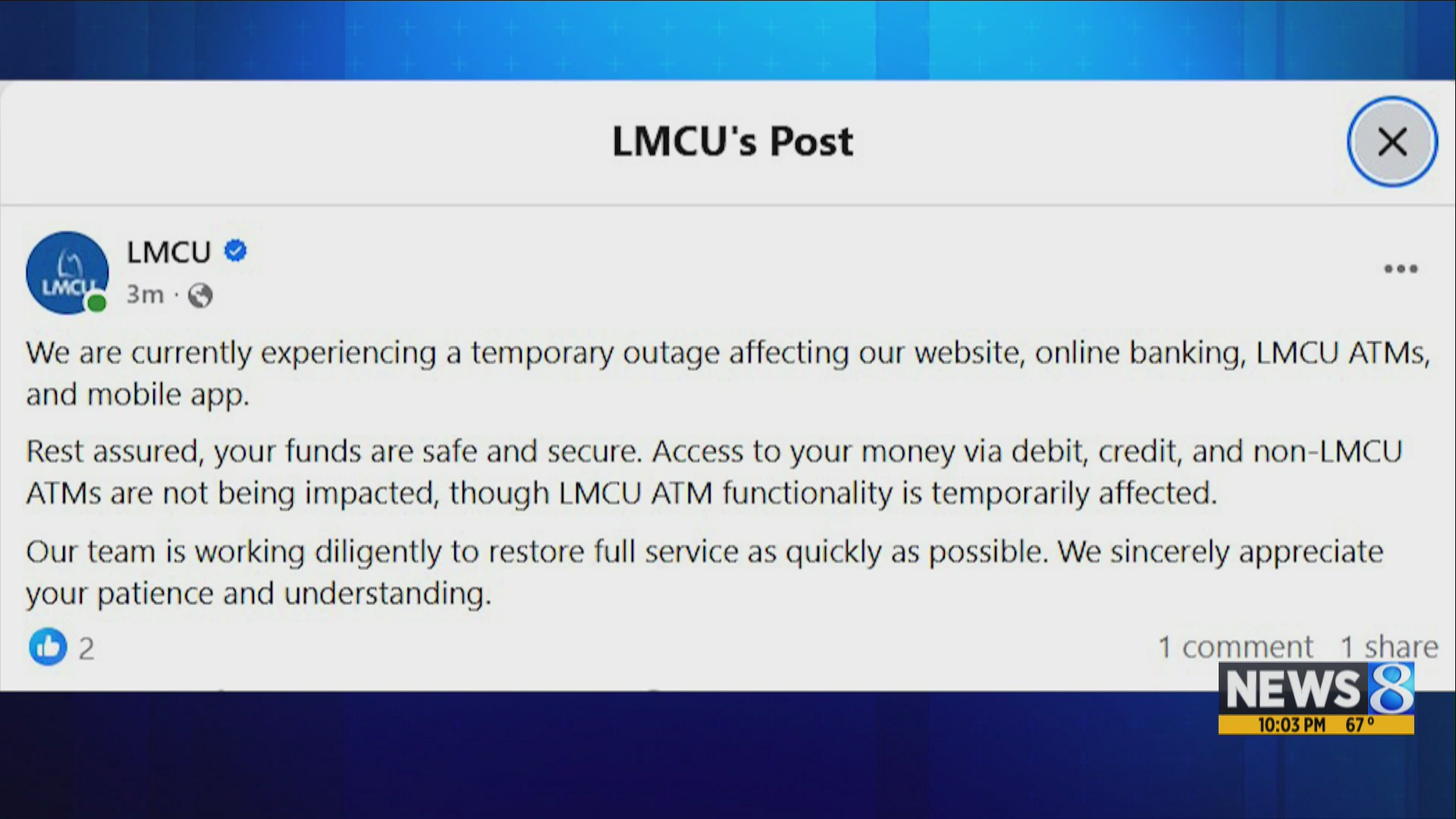 LMCU services limited due to ‘temporary outage’