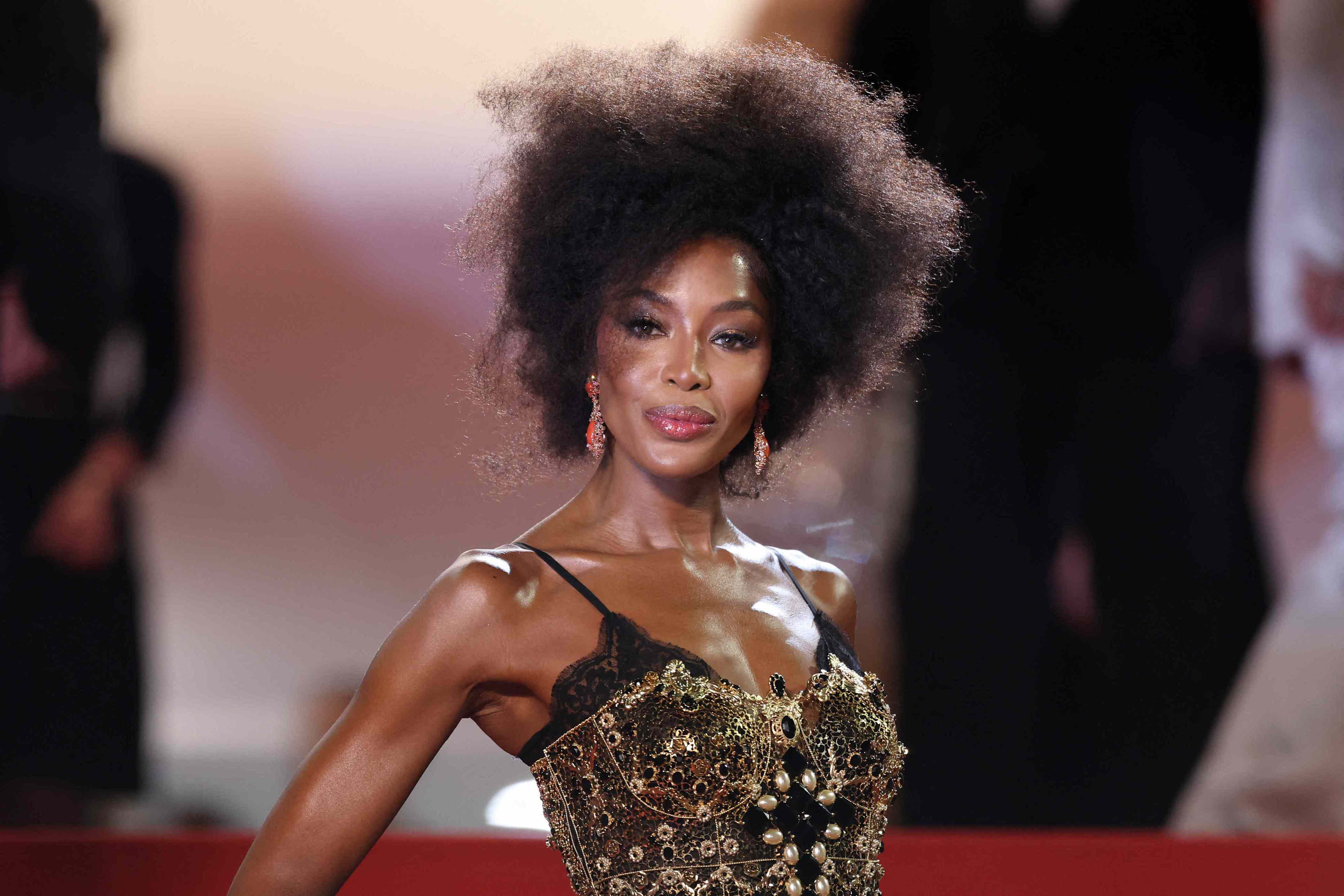 Naomi Campbell Rocks a Light-Catching Optical Illusion Cutout Dress to DJ