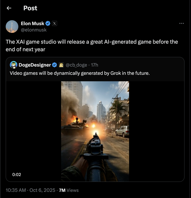 Elon Musk shares update on xAI’s AI-generated game: Will release before…