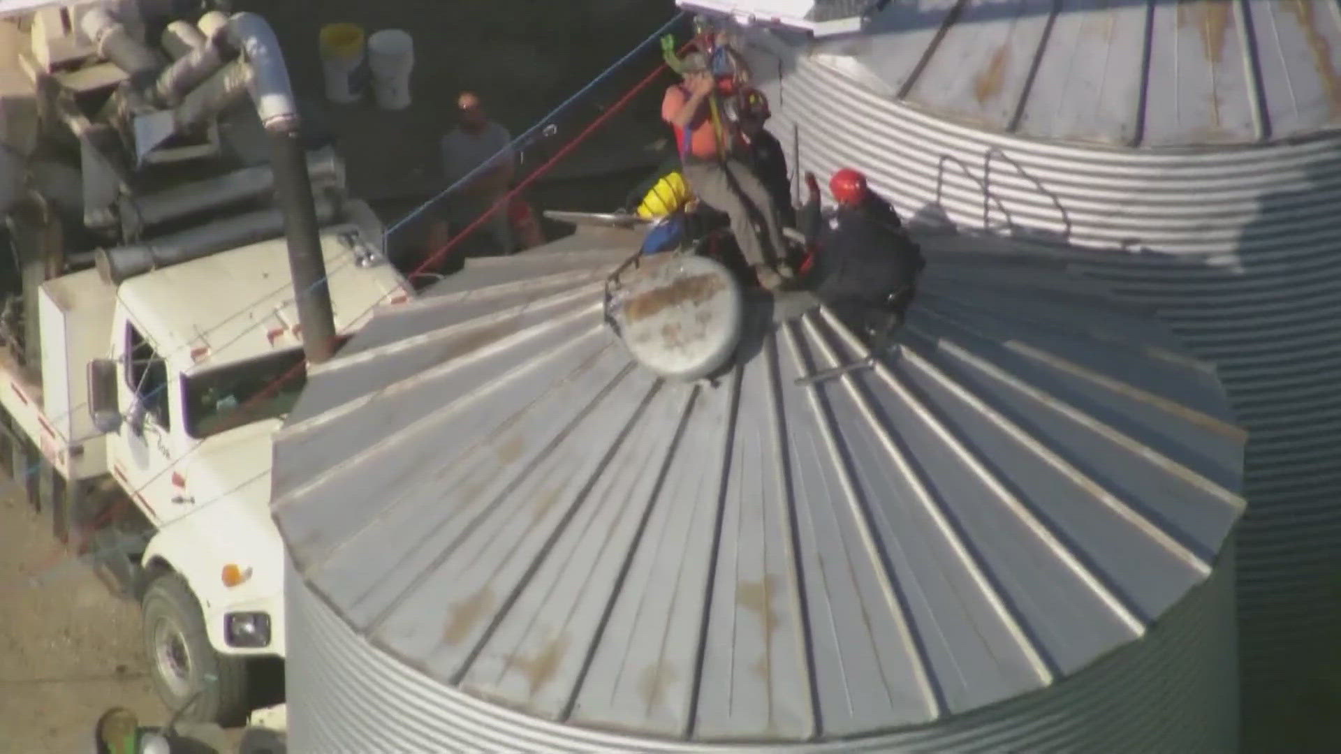 Man rescued after becoming trapped in a grain bin in Wisconsin