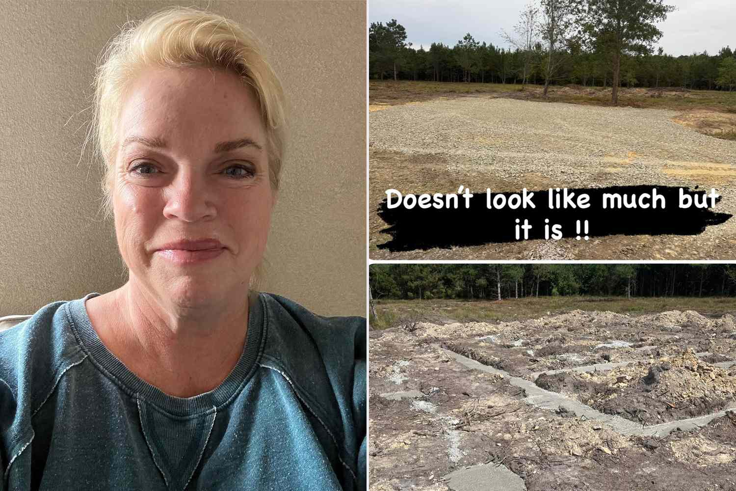 Janelle Brown/Instagram L: Janelle Brown; R: Janelle Brown's new home construction update on Oct. 5.