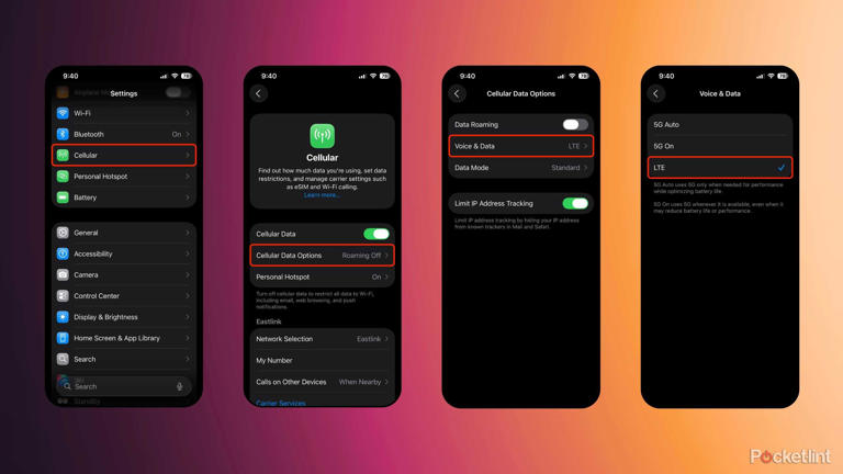iOS 26 disable 5G networking screenshots
