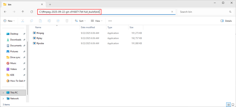 The location of FFmpeg on the example PC.