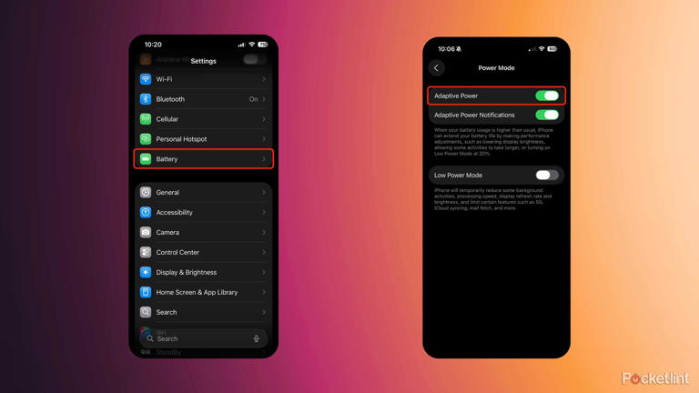 iOS 26 enable Adaptive Power screenshots