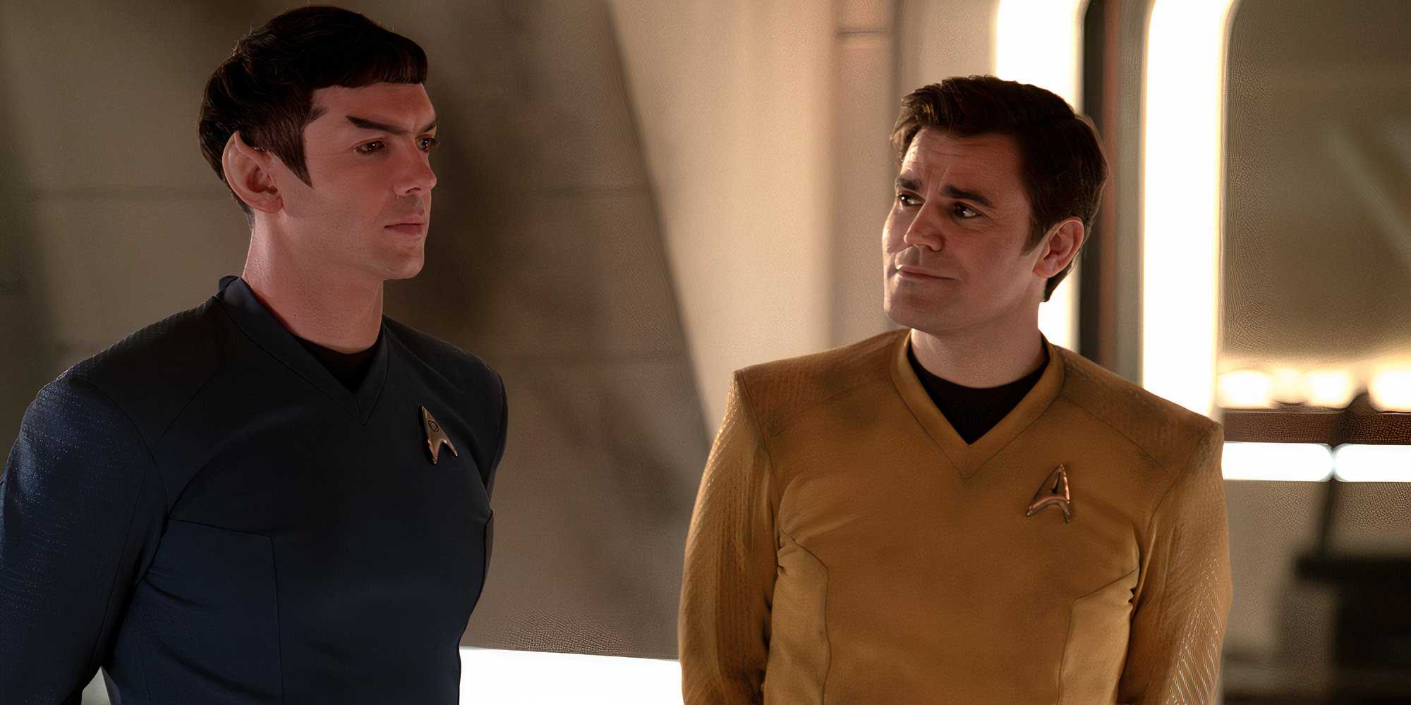 Spock and Captain Kirk in Star Trek: Strange New Worlds