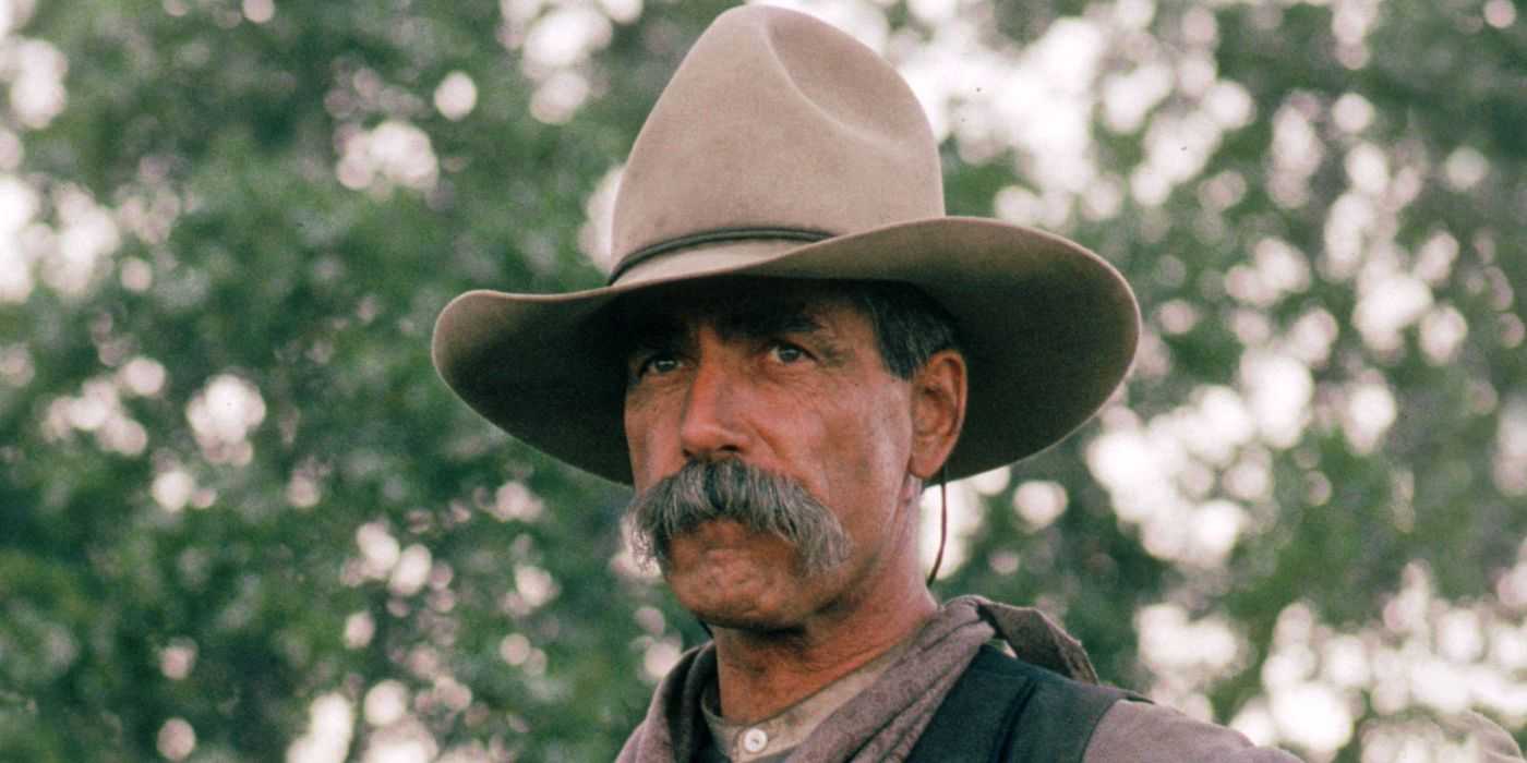 Sam Elliott as Conn Conagher contemplating what his next move will be in 1991's Conagher