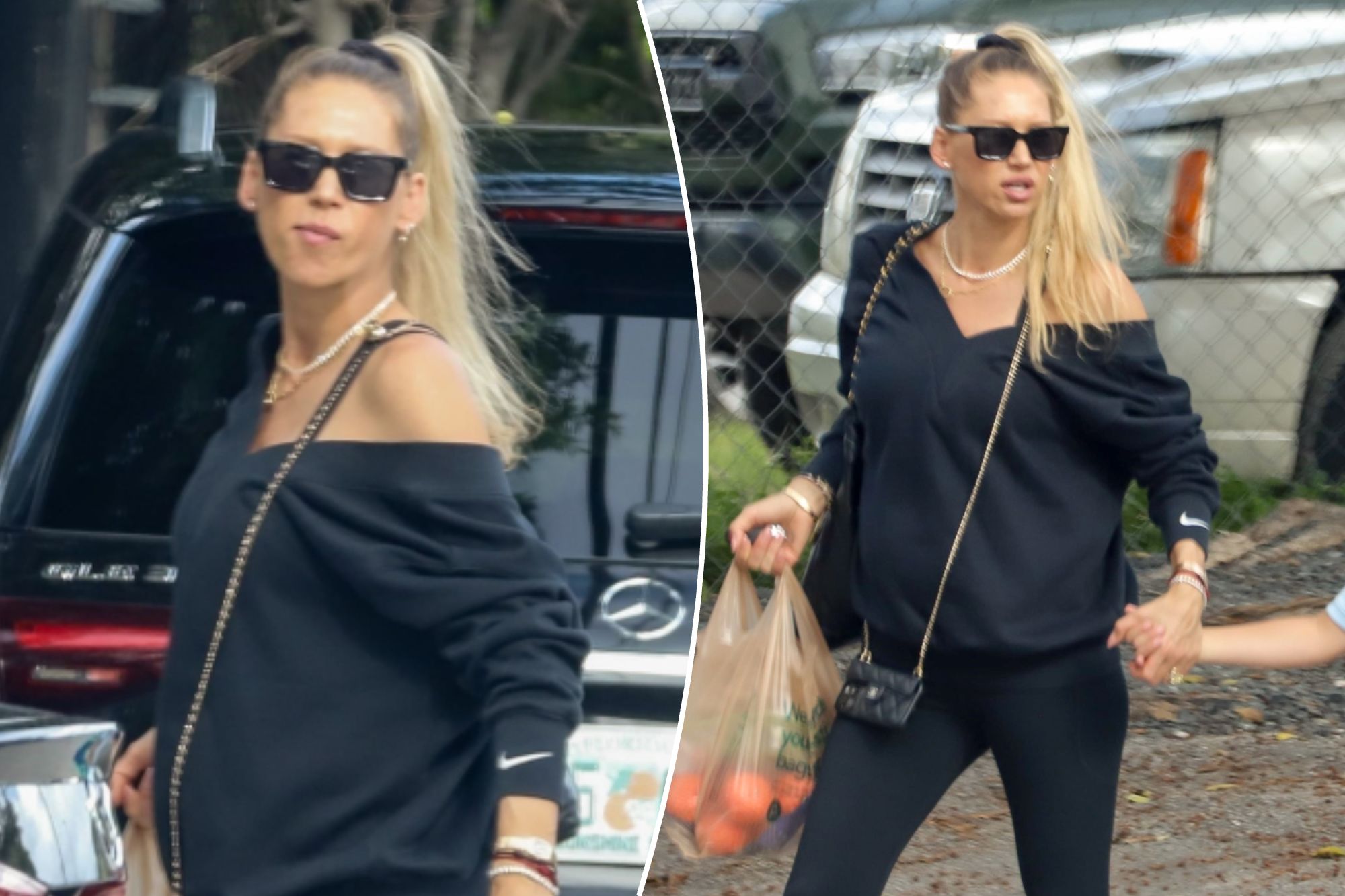 Anna Kournikova shows off baby bump in rare public appearance