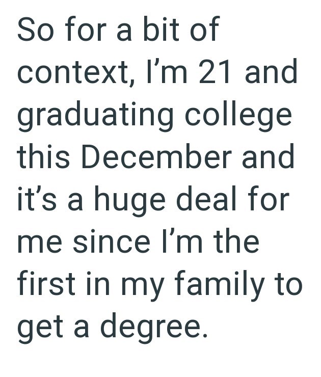 College graduate demands dad doesn't bring attention-seeking wife to