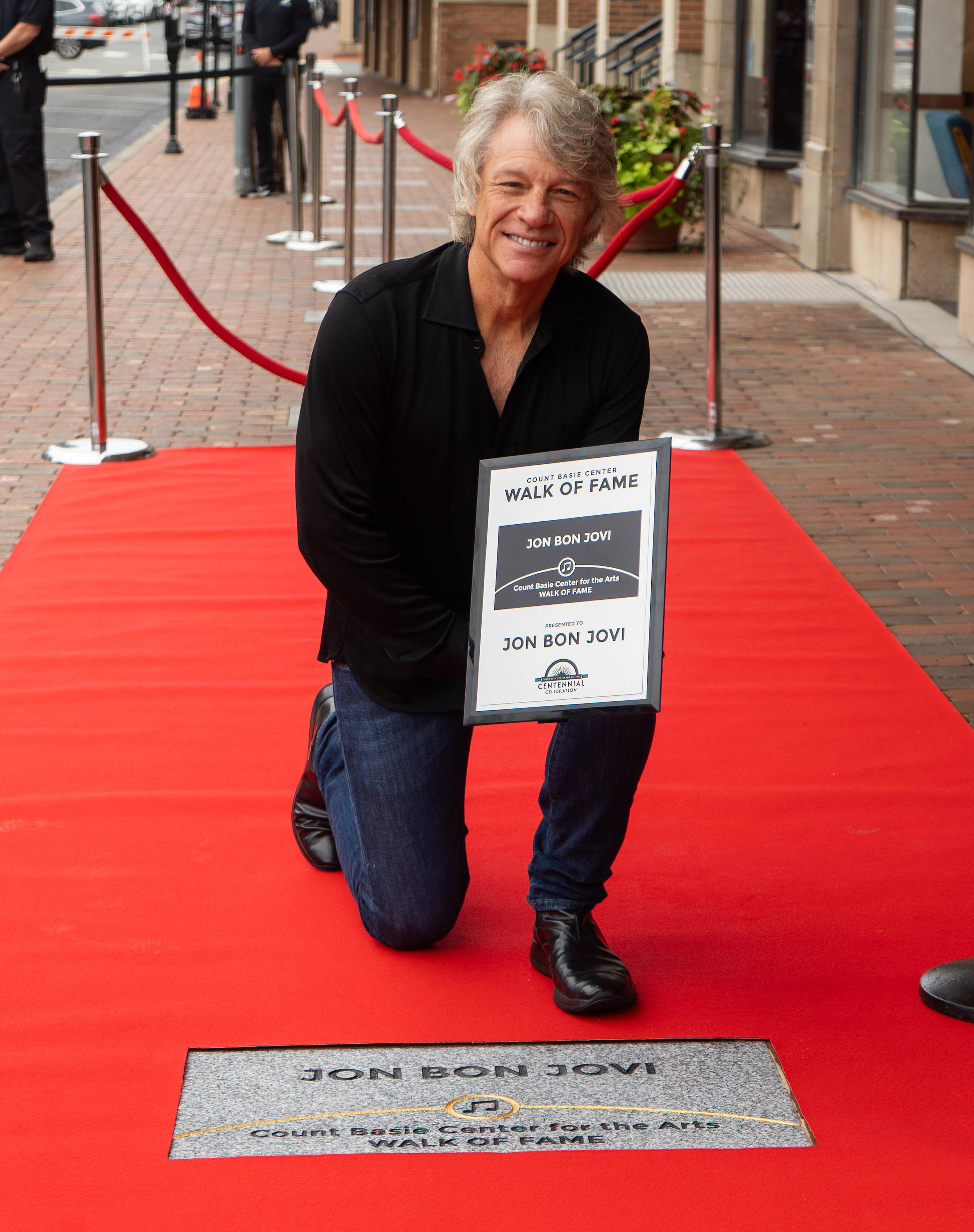 The Count Basie Center for the Arts launches its Walk of Fame with an inaugural ceremony honoring (pictured) Jon Bon Jovi and William “Count” Basie in Red Bank, New Jersey, Thursday, September 25, 2025.