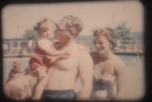 The author with her father and mother in 1955.