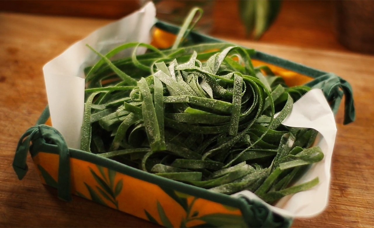 Fresh spinach pasta made from scratch