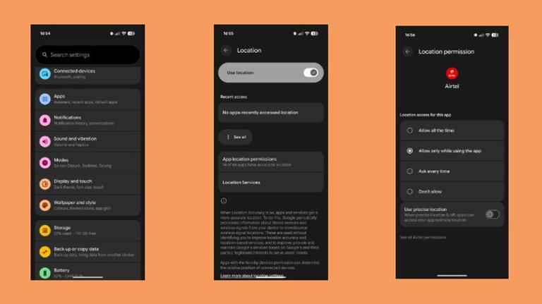 Turning off the use precise location option on a Pixel phone.