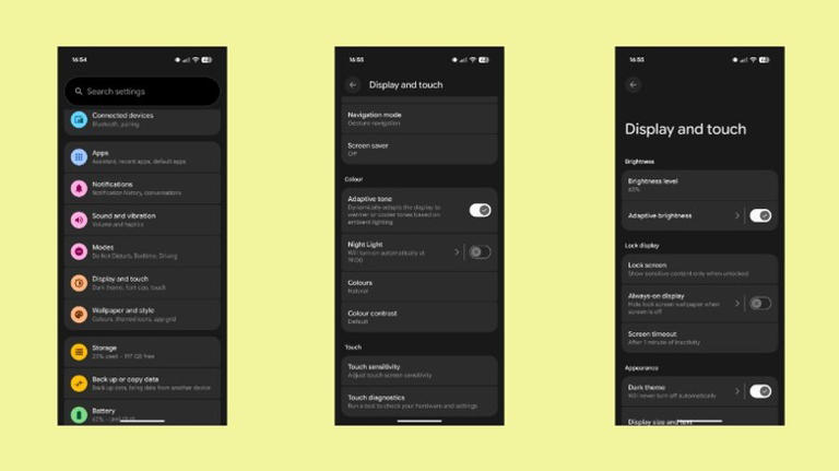 Turning on Adaptive tone on a Google Pixel.