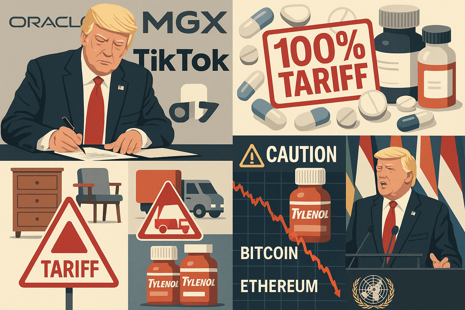 Ringkasan mingguan: Perjanjian TikTok, tarif farmasi, crash kripto dan perjanjian Nvidia OpenAI
