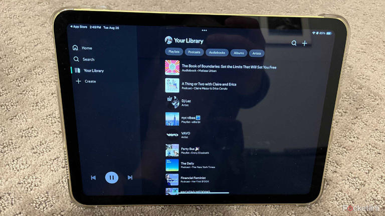 Using Spotify on an iPad.